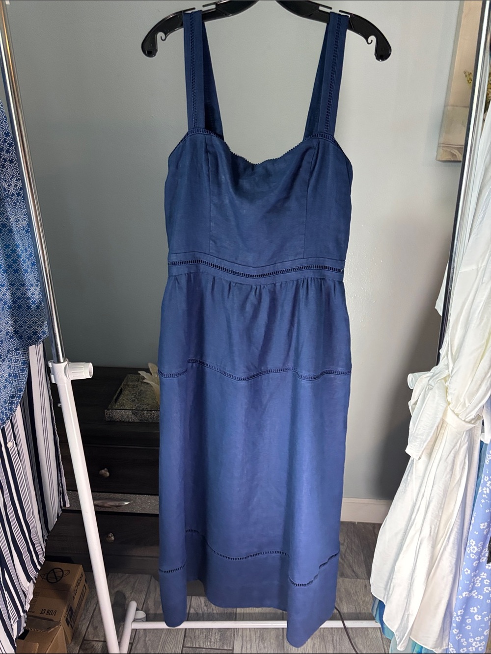 Reformation Navy Blue Midi Sundress with Wide Straps